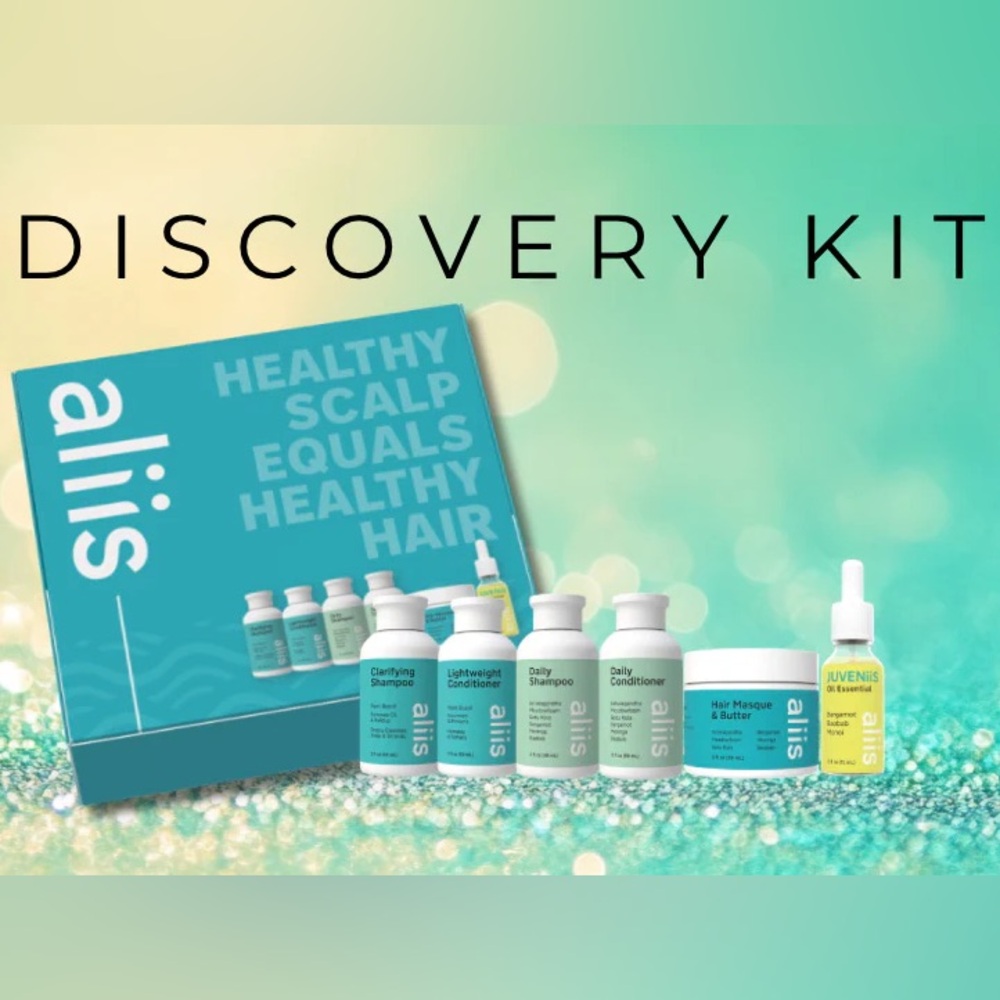 aliis- hair bundle kit, including shampoo, conditioner, masque, oil, and more